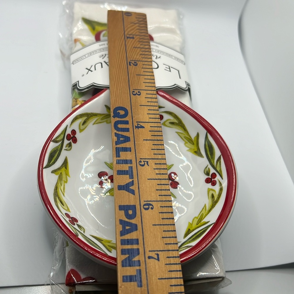 Le Cadeaux Art de La Table Vischio Melamine Spoon Rest & Tea Towel Set Floral - Picture 9 of 10